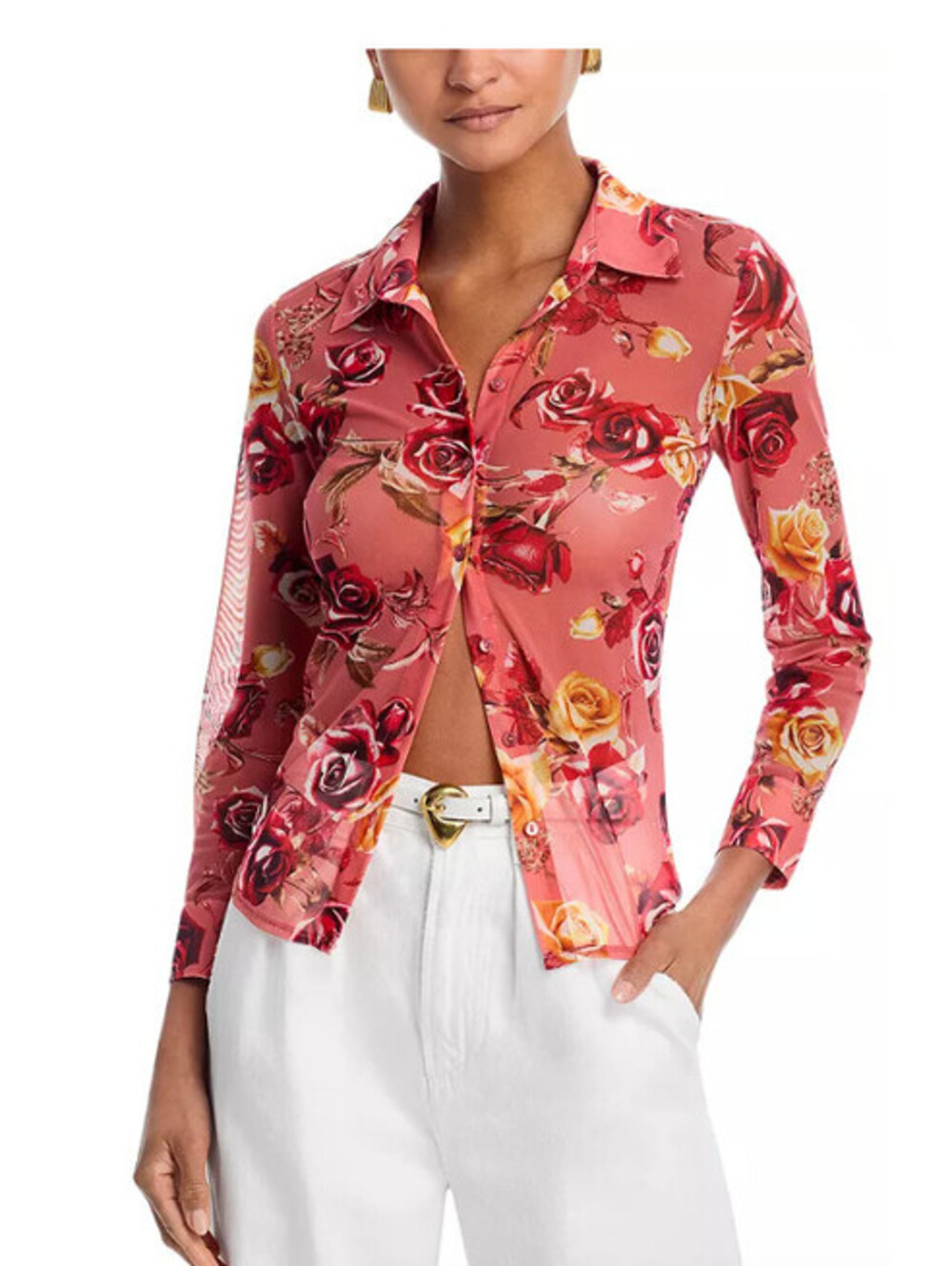 L'AGENCE Indiana Fitted Mesh Blouse Floral size XS NWT $295